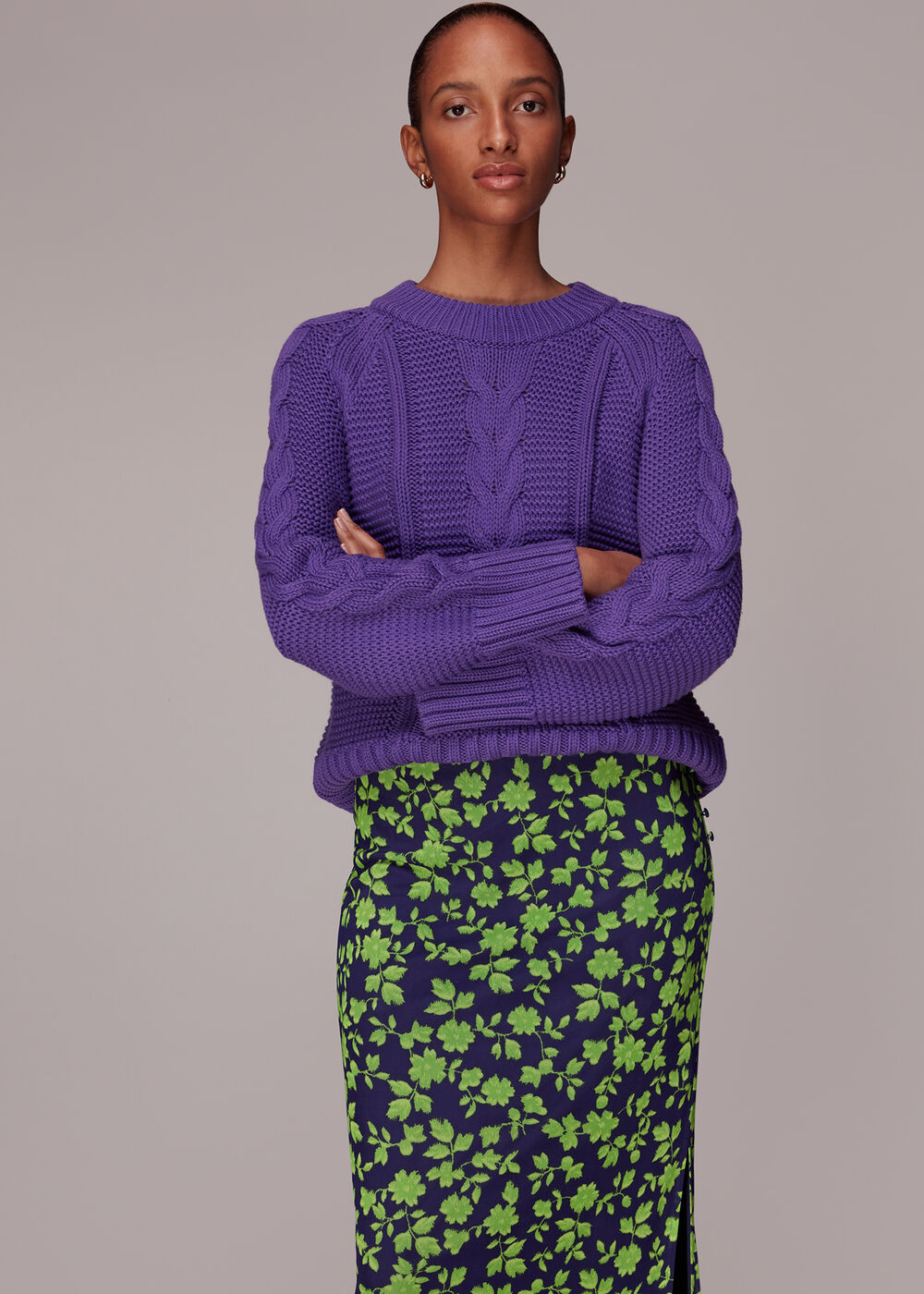 Linear Floral Bias Mesh Skirt
